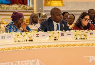 Presidente Daniel Chapo durante a sua intervenção na III Cimeira Rússia-África em Moscovo.